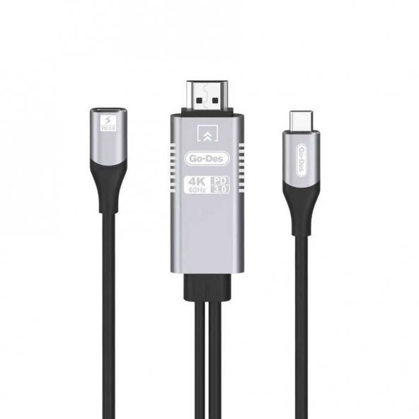 Go Des GD-8770 Type-C to HDMI USB Bağlantılı Ses ve Görüntü Aktarma Kablosu