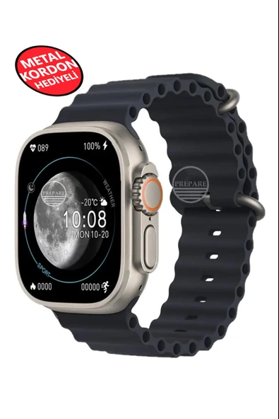 Ultra 2 Akıllı Saat Çelik Kordon Hediyeli Gri Kasa 49mm Nfc Bildirim Sesli Arama Özellikli LG68 ürün görseli 1