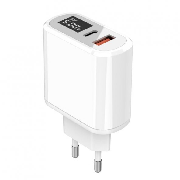 Konfulon 18W Dijital Voltaj ve Akım Göstergeli Usb ve Type-C Çıkışlı Telefon&Tablet&Apple Hızlı Şarj - 4