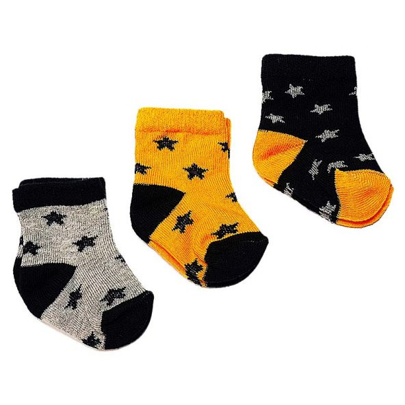 Bebengo Bebek Çorabı 3 lü 0-3 Ay - Gri - Sarı - Siyah