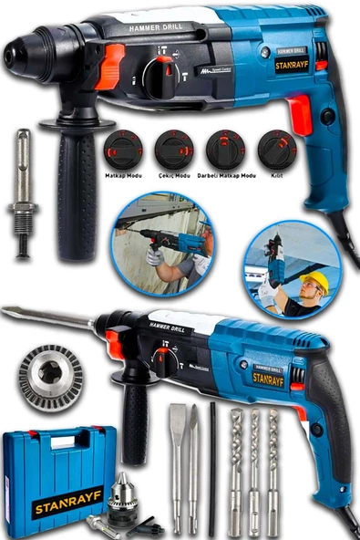 STANRAYF Alman 2,35 Mm 9800 w Çelik Şanzıman Bakır Sargı Krıcı Delici Hilti Matkap Uç Hediyeli Tam Prof