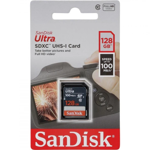 Sandisk Ultra 128GB 100MB/s SDXC Hafıza Kartı SDSDUNR-128G-GN3IN