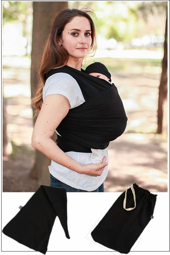 Neko Tuniko Esnek Wrap Sling, Kanguru-Siyah Tek Ebat