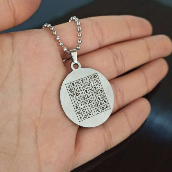 Celcelutiye Ve İsmi Azam Vefki Esma Erkek Bayan Çelik Kolye Top Zincir CKLCELCELUT-GMS - 7