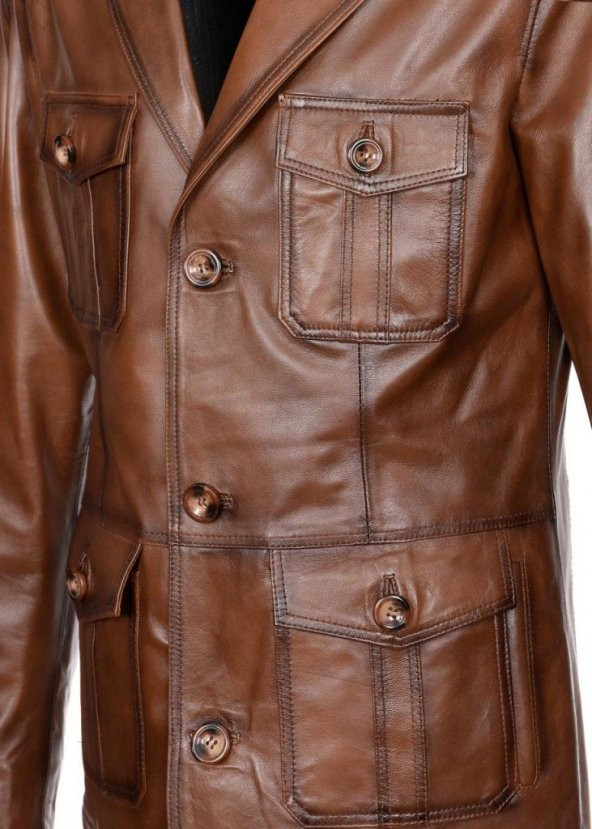 Safari Model Taba Renk Klasik Ceket - 12