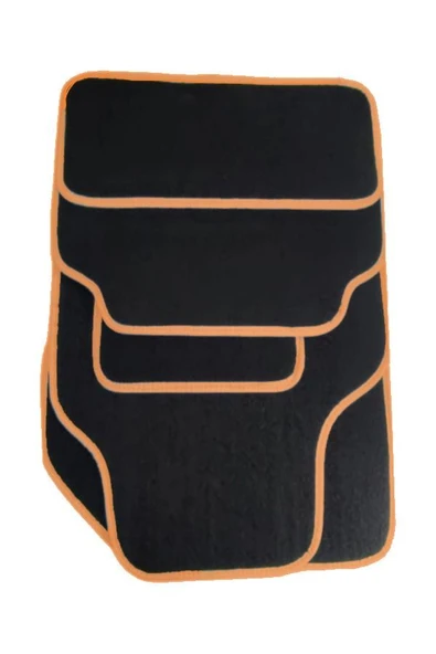 OTO MOTTO Universal Oto Halı Paspas Kaymaz Tabanlı Araba Paspası (Turuncu Kenarlı) 5 Parça - Resim 3