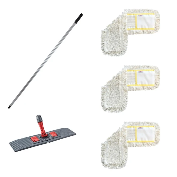 Cod-Ex Tablet Palet Nemli Yedek Mop Takımı - 3 Adet 50 Cm. Mop + Katlanır Aparat + Metal Vidalı Sap ürün görseli