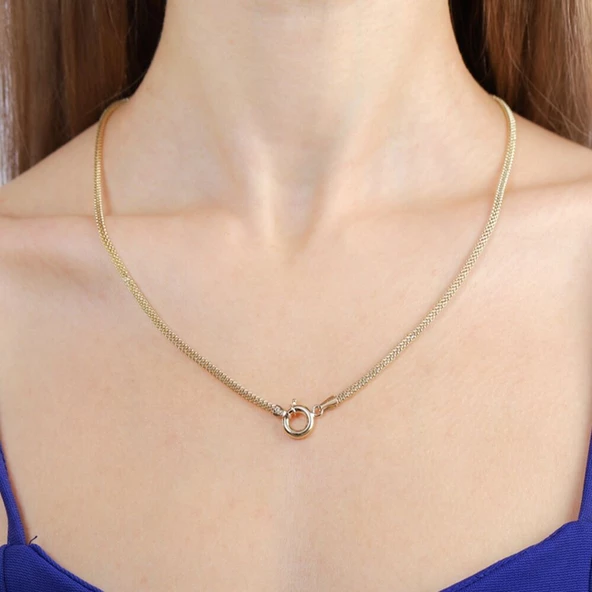 14 Ayar Kafes Altın Zincir 50 Cm - Resim 2