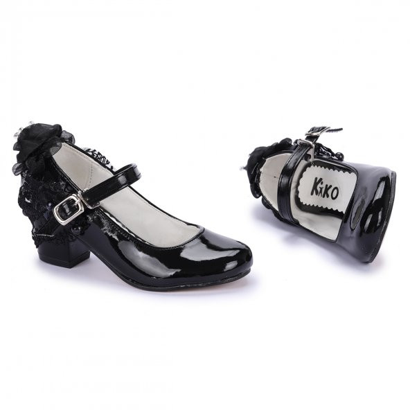 Kiko Kids Günlük Kız Çocuk 4 Cm Topuklu Ayakkabı 754 Rugan Siyah
