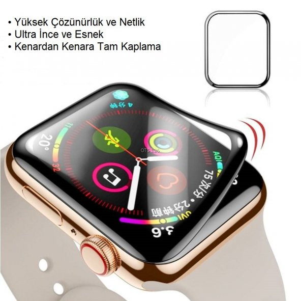 Bufalo Apple Watch 44mm Ekran Koruyucu 3D Kavisli PMMA Nano Siyah Çerçeve - 4