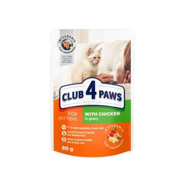 Club4Paws Tavuklu Premıum Pouch Yavru Kedi Maması 80 Gr