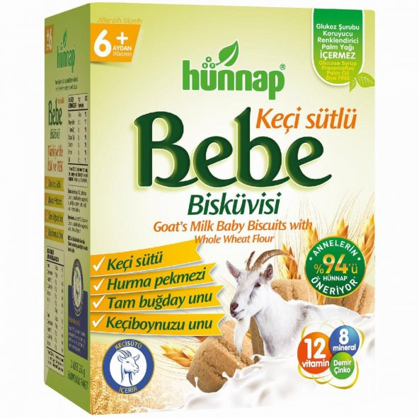 Hünnap Keçi Sütlü Bebek Bisküvisi 400 Gr