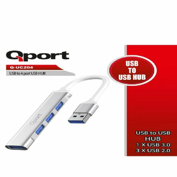 Qport Usb to 4 Port Usb Çoklayıcı (Q-UC204)