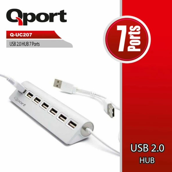 QPORT 7 Port USB 2.0 Çoklayici Metal Q-UC207
