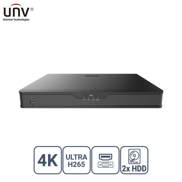 UNIVIEW  NVR302-16S2 16 KANAL VGA/HDMI 2x HDD H265+ NVR KAYIT CIHAZI