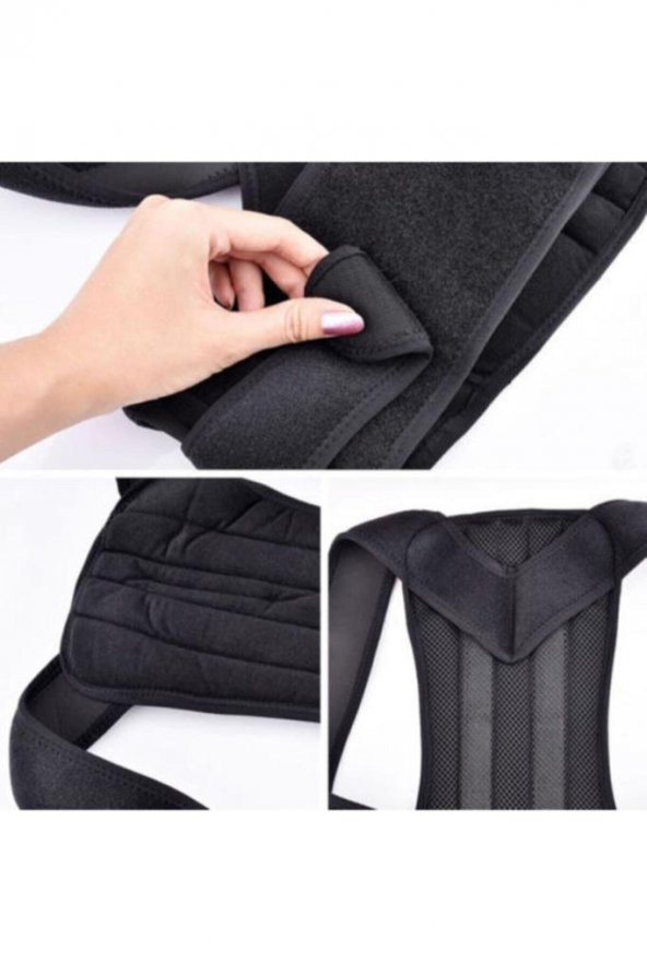 Unisex Siyah Dik Duruş Korsesi Kifoz Skolyoz Korsesi - 4
