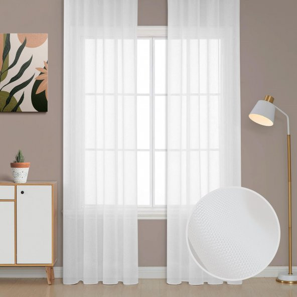 Tergal Düz Tül Pilesiz 196 Beyaz 500 x 260 - 1
