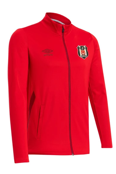 Beşiktaş Orijinal Lisanslı Tam Fermuarlı Dik Yaka Kırmızı Antrenman Sweat + Bileklik Set Özel Kutulu - 5