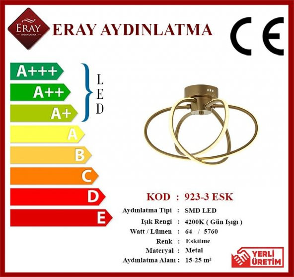 Eray Aydınlatma 923-3 3lü Eskitme Led Avize - Resim 4