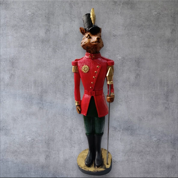 Dekoratif Sincap Asker Biblo, Kırmızı, 37 Cm., Dekoratif Yılbaşı - 5