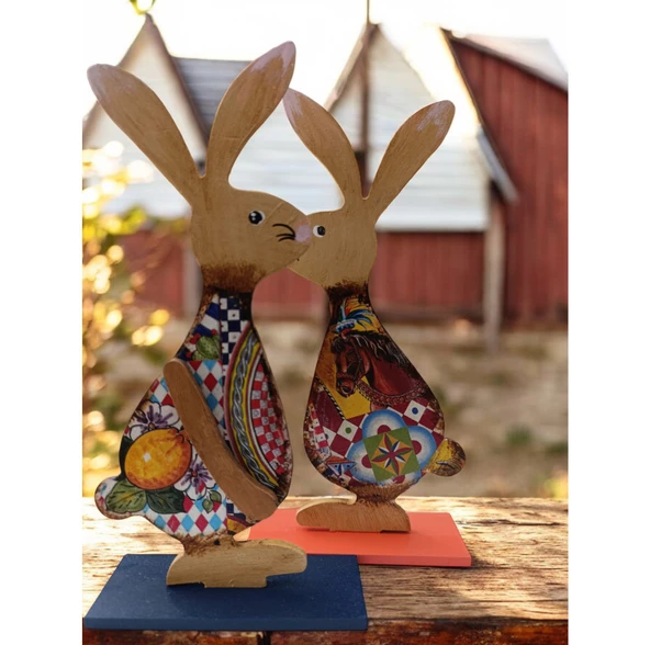 Ahşap Tavşan Ailesi, Tavşan Sofra Sunumu, Çocuk Odası Dekor, Dekoratif Obje 7 - 3