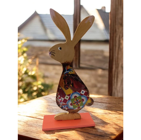 Ahşap Tavşan Ailesi, Tavşan Sofra Sunumu, Çocuk Odası Dekor, Dekoratif Obje 7 - 2