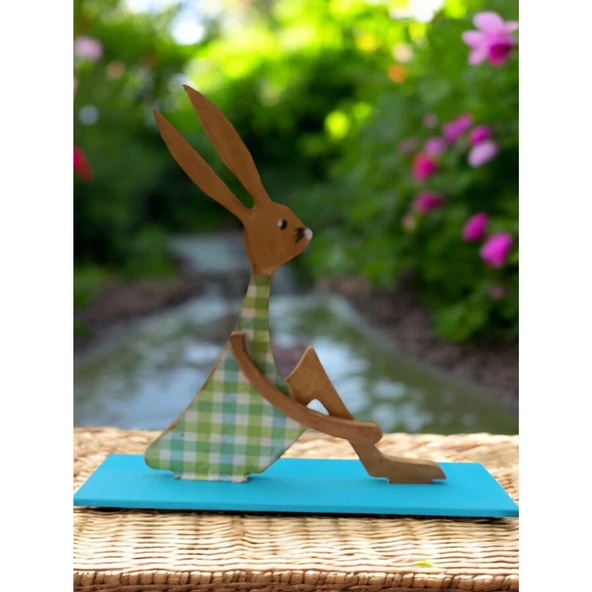 Ahşap Tavşan Ailesi, Tavşan Sofra Sunumu, Çocuk Odası Dekor, Dekoratif Obje 11 - 2