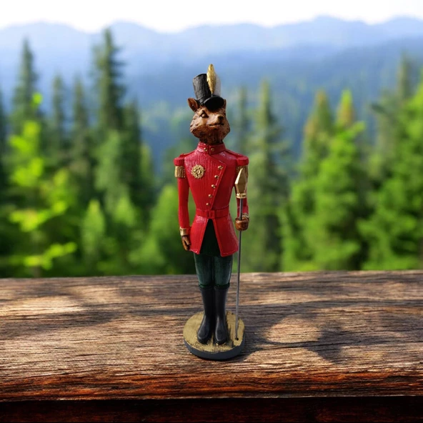 Dekoratif Sincap Asker Biblo, Kırmızı, 37 Cm., Dekoratif Yılbaşı