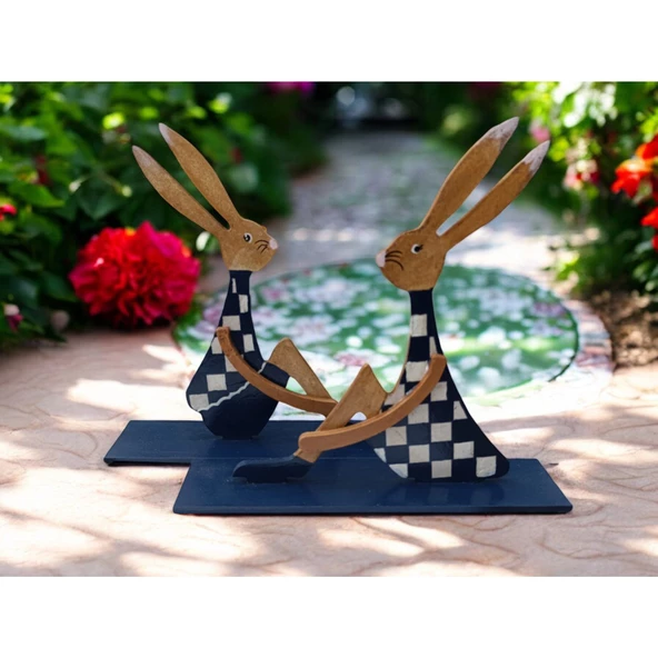 Ahşap Tavşan Ailesi, Tavşan Sofra Sunumu, Çocuk Odası Dekor, Dekoratif Obje 16 - 3