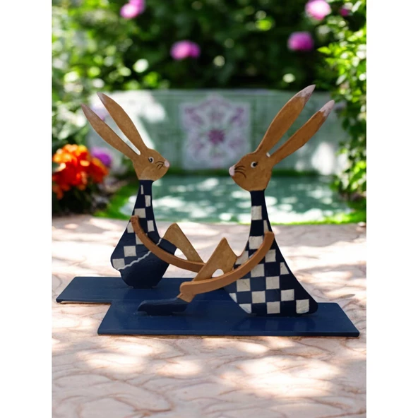 Ahşap Tavşan Ailesi, Tavşan Sofra Sunumu, Çocuk Odası Dekor, Dekoratif Obje 16 - 4