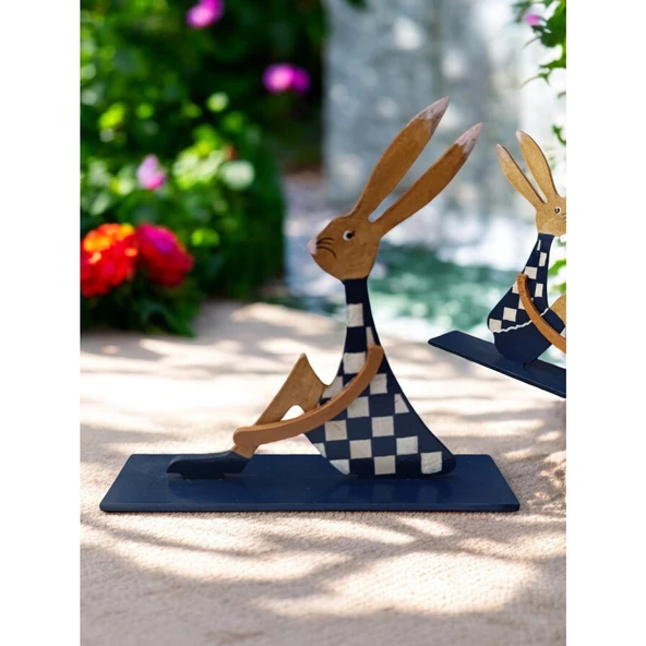 Ahşap Tavşan Ailesi, Tavşan Sofra Sunumu, Çocuk Odası Dekor, Dekoratif Obje 16 - 2