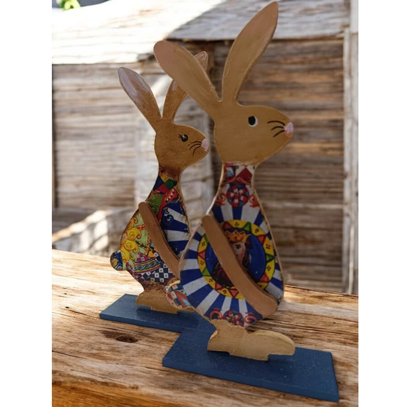 Ahşap Tavşan Ailesi, Tavşan Sofra Sunumu, Çocuk Odası Dekor, Dekoratif Obje 8 - 4