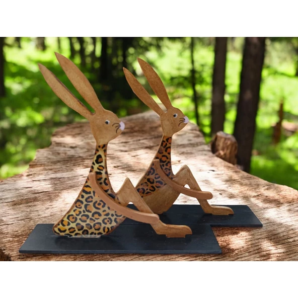 Ahşap Tavşan Ailesi, Tavşan Sofra Sunumu, Çocuk Odası Dekor, Dekoratif Obje 15 - 2