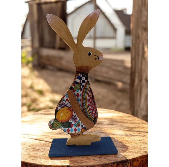 Ahşap Tavşan Ailesi, Tavşan Sofra Sunumu, Çocuk Odası Dekor, Dekoratif Obje 7 - 4