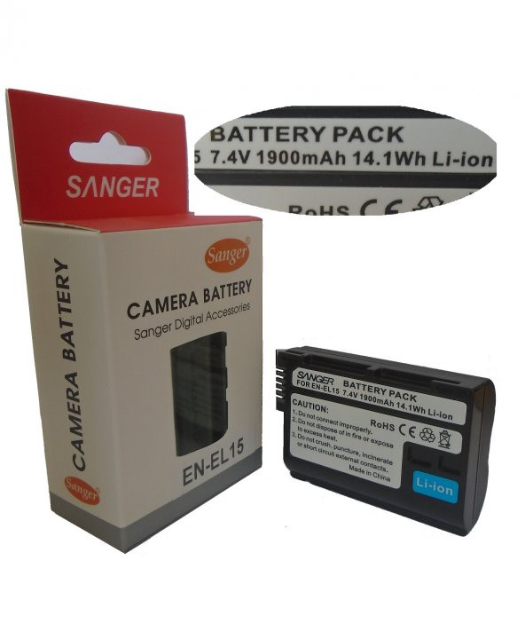 SANGER Sanger EN-EL15, Nikon D7100 DSLR, Fotoğraf Makinesi Bataryası