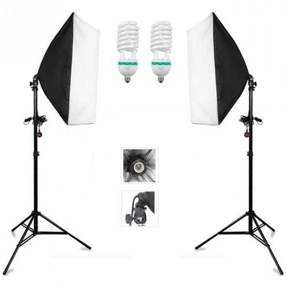 HLYPRO Youtuber İçin, 50x70 Softbox Daimi Işık Kaynağı Seti