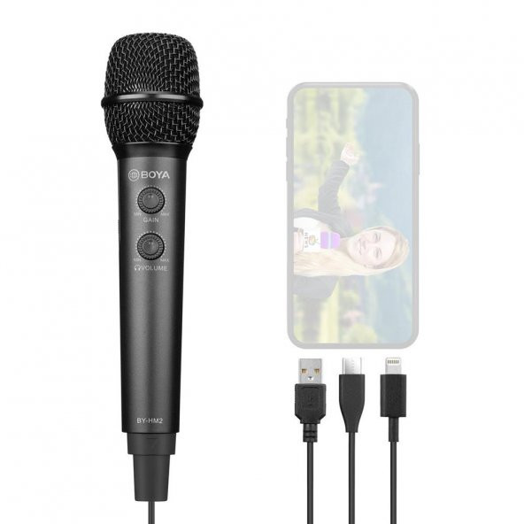 BOYA By-Hm2, iPhone 6 Telefon Uyumlu El, Sahne Mikrofonu - 1