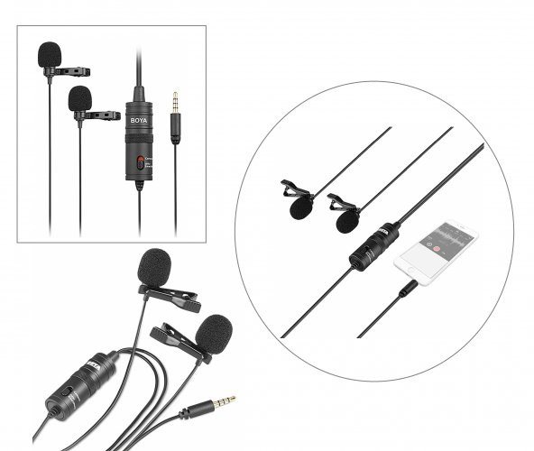 BOYA By-M1DM, Youtube Kanalı İçin kablolu İkili Yaka Mikrofonu ürün görseli