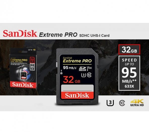 SanDisk 4K Çekim İçin Sandisk 32 Gb Hafıza kartı