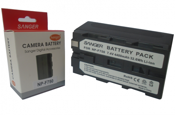 SANGER NP-F750 Kamera Işığı Orta Boy Batarya, Pil