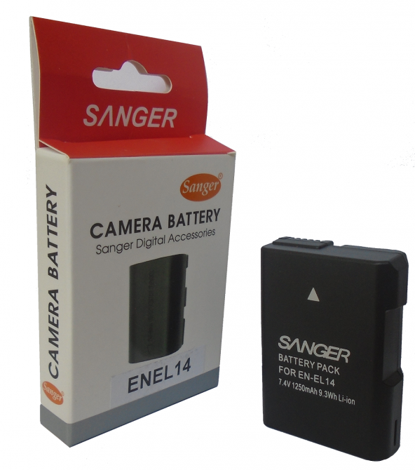 SANGER Sanger EN-EL14, Nikon D5500, D5300, D3400, D3300,  D3200, D5200, Coolpix P7800 DSLR Bataryası, Pil