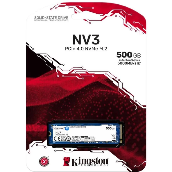 500 GB KINGSTON NV3 2280 GEN4 M.2 PCIE 4.0 NVME 5.000/3.000 SNV3S/500G - 3
