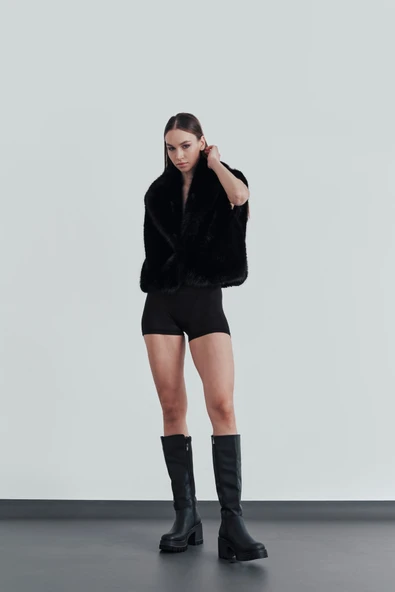 Muggo ARONGO Garantili Kemer Detaylı Fermuarlı Platform Topuklu Kadın Çizme - 2