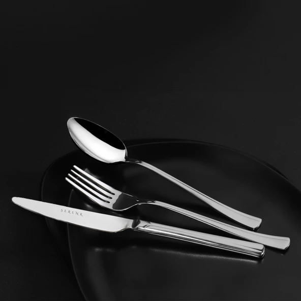 Serenk Paris Çelik Çatal Kaşık Bıçak Takımı 18 Parça, Premium 18/10 Paslanmaz Çelik - Resim 2