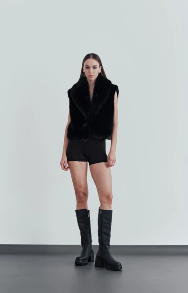 Muggo ARONGO Garantili Kemer Detaylı Fermuarlı Platform Topuklu Kadın Çizme - 3