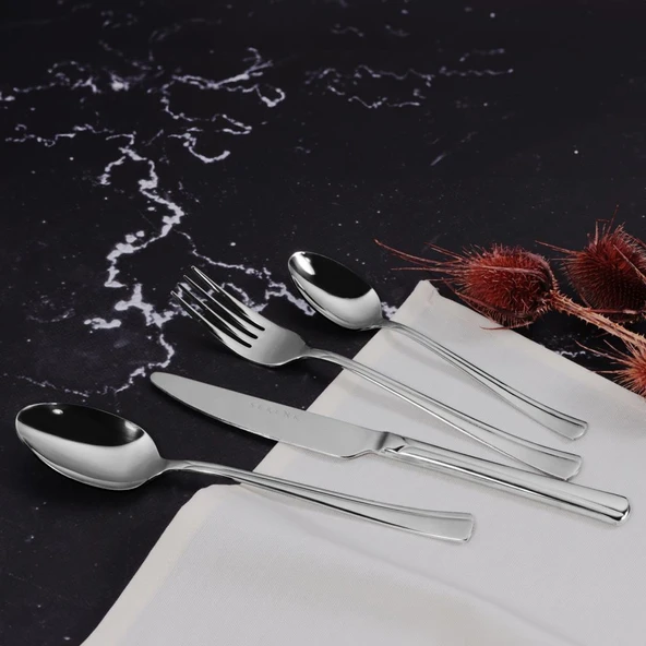 Serenk Paris Çelik Çatal Kaşık Bıçak Takımı 24 Parça, Premium 18/10 Paslanmaz Çelik - Resim 3