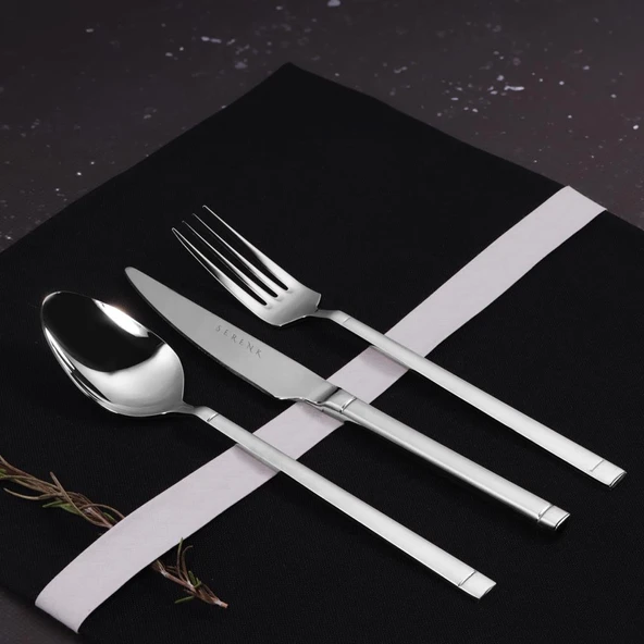 Serenk Barselona Çelik Çatal Kaşık Bıçak Takımı 18 Parça, Premium 18/10 Paslanmaz Çelik - Resim 2