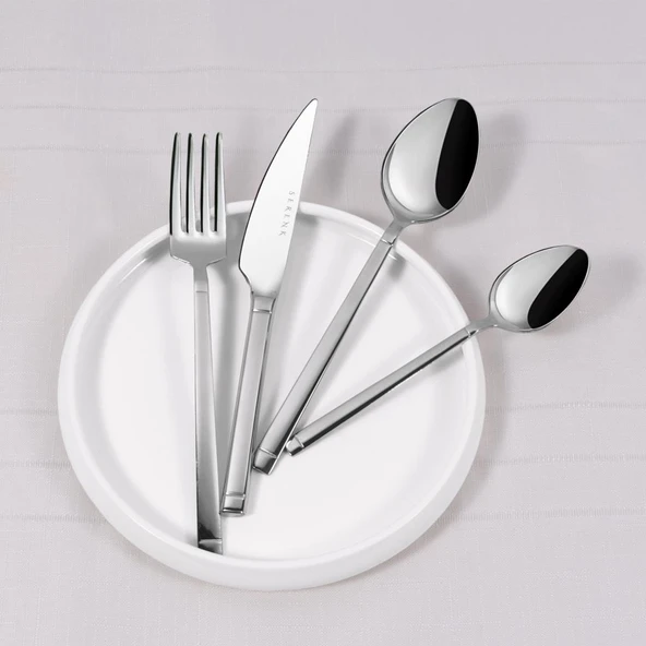 Serenk Barselona Çelik Çatal Kaşık Bıçak Takımı 24 Parça, Premium 18/10 Paslanmaz Çelik - Resim 4