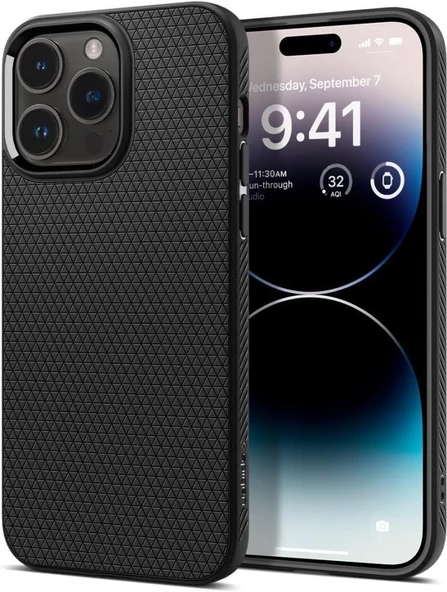 Spigen iPhone 14 Pro Max Kılıf Liquid Air Matte Black - ACS04813