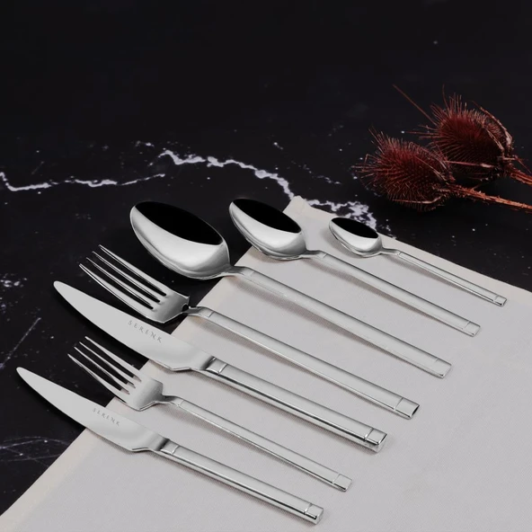 Serenk Barselona Çelik Çatal Kaşık Bıçak Takımı 42 Parça, Premium 18/10 Paslanmaz Çelik - Resim 2